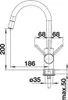 A technical drawing with dimensions of a faucet. Produktbild-Vorschau