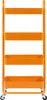 A front view of an orange four-tier rolling cart against a white background. Náhled obrázku produktu