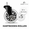 A single office chair caster wheel is shown against a white background, with text overlays indicating product details. Produktbild-Vorschau