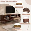 OKWISH Meuble TV Bas - avec Tiroirs et Portes, Rotin en MDF Voir les images du produit 4