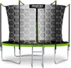 A trampoline with a safety net and ladder, presented on a white background. Produktbild-Vorschau