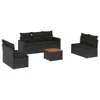 Design 8-tlg. Garten-Sofagarnitur mit Kissen Schwarz Poly Produktbild-Vorschau 2