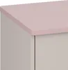 A close-up view of the corner of a dresser with a pink top and gray drawers. Náhľad obrázku produktu
