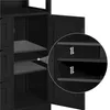 Close-up view of a black cabinet interior showing shelves and doors. Produktbild-Vorschau