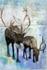 Leinwandbild hirsche und rentiere im winter 60x90 cm Feeby Produktbild-Vorschau 3