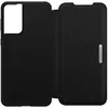 A black leather flip case for a smartphone, shown open. Náhľad obrázku produktu