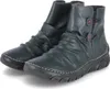 A pair of dark green ankle boots with decorative buttons and ruching. Náhled obrázku produktu