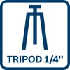 A graphic icon representing a tripod mount with text indicating 'TRIPOD 1/4"'. Voir les images du produit