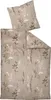 A flat lay of a duvet cover and pillowcase with a floral pattern. Produktbild-Vorschau