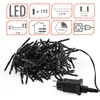 A bundle of black LED string lights with a power plug and several informational icons. Náhled obrázku produktu