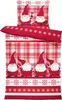 4 teilig Winter Bettwäsche 135x200 cm Wichtel kariert rot Produktbild-Vorschau 1