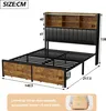 Manželská postel 140x200 cm s LED, kovový rám, 2 zásuvky, Náhled obrázku produktu 4