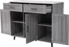 A grey sideboard with drawers and cabinet doors open, showing shelves inside. Anteprima dell’immagine prodotto