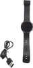A black smartwatch and its charging cable are displayed against a white background. Náhled obrázku produktu