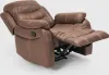 A brown leather recliner chair with the footrest extended, shown against a white background. Anteprima dell’immagine prodotto