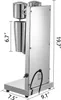 A silver milkshake maker with dimensions indicated by measurement lines and text. Produktbild-Vorschau