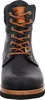 A close-up front view of a black leather boot with brown laces. Anteprima dell’immagine prodotto