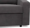 A close-up view of the armrest and seat of a dark gray corduroy sofa. Produktbild-Vorschau
