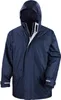 A navy blue winter parka jacket with a hood, displayed front-on against a white background. Produktbild-Vorschau