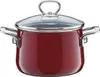 A red pot with a glass lid and silver handles, isolated on a white background. Náhled obrázku produktu
