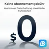 A large dark blue '0' with a dollar sign in front of it, set against a white and light gray gradient background. A small blue and white app logo is in the bottom right corner. Produktbild-Vorschau