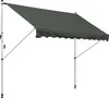 A gray awning extended on a white background. Produktbild-Vorschau