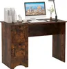 A rustic brown computer desk with two drawers and a computer monitor on top. Produktbild-Vorschau