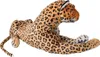 A plush toy leopard lying down on a white background. Produktbild-Vorschau