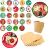 A collage of Christmas-themed advent calendar stickers and paper bags. Produktbild-Vorschau