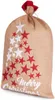 A burlap Christmas sack decorated with red and white stars and the words "Merry Christmas". Produktbild-Vorschau