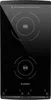 A top-down view of a black induction hob with two cooking zones. Produktbild-Vorschau