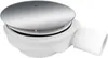 A white shower drain with a silver lid. Podgląd zdjęcia produktu