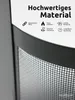 Close-up of a black metal mesh fireplace accessory with text overlay highlighting its features. Produktbild-Vorschau