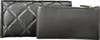 A black quilted wallet is shown from the front, with a zippered compartment visible. Produktbild-Vorschau