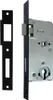 A black and silver door lock mechanism and strike plate are shown against a white background. Produktbild-Vorschau