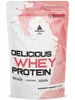 A pouch of protein powder with a pink liquid splash design. Produktbild-Vorschau