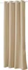 Four beige curtains hanging from a white rod against a white background. Produktbild-Vorschau