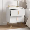 Petit Table de Chevet, Appoint avec 2 Tiroirs, Structure en Voir les images du produit 3