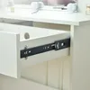 A close-up view of an open drawer with a black metal drawer slide attached to the side. Produktbild-Vorschau
