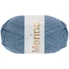 A ball of blue yarn with a label. Produktbild-Vorschau