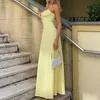 Damen Träger Maxikleid, taillierte A-Linie in Hellgelb für Produktbild-Vorschau 3