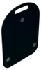 A black acrylic cutting board with a handle, shown from a diagonal angle on a white background. Produktbild-Vorschau