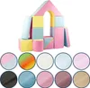 A set of colorful foam blocks arranged to form a house-like structure, with a row of color swatches below. Produktbild-Vorschau