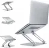 A silver laptop stand with a laptop on it, shown from different angles. Náhled obrázku produktu