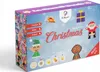 The image shows the front and side of a product box for a Christmas-themed bead set. Produktbild-Vorschau