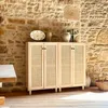 Vollholzregal mit handgefertigtem Rattan "SENSE" Großes Produktbild-Vorschau 4