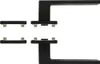 A set of black door handles and their mounting hardware, presented on a white background. Produktbild-Vorschau