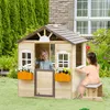 Outsunny Spielhaus für Kinder Holz Kinderspielhaus mit Produktbild-Vorschau 2