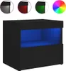 Comodino con luci LED nero 50x40x45 cm Anteprima dell’immagine prodotto 2