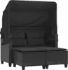 vidaXL Gartensofa 2-Sitzer mit Dach und Hockern Schwarz Produktbild-Vorschau 4